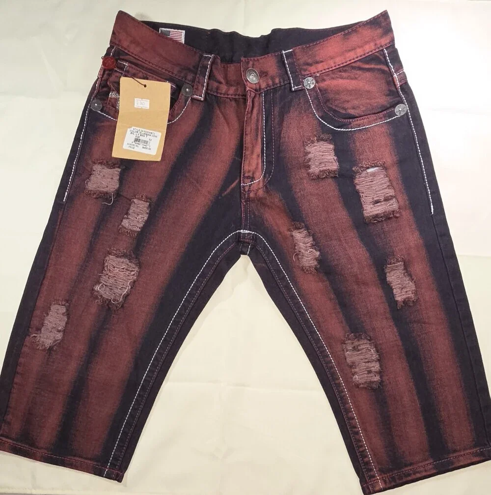NWT True Religion Men's Red Wash Distressed Size 32 Billy Big T Made In USA
